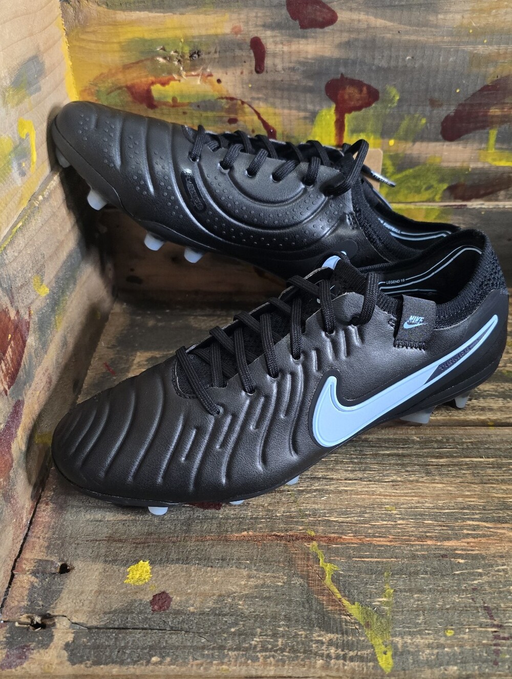 Nike Legend 10 Elite FG Black Light Blue DV4328-003 Men sz 5.5 (women sz 7) New
